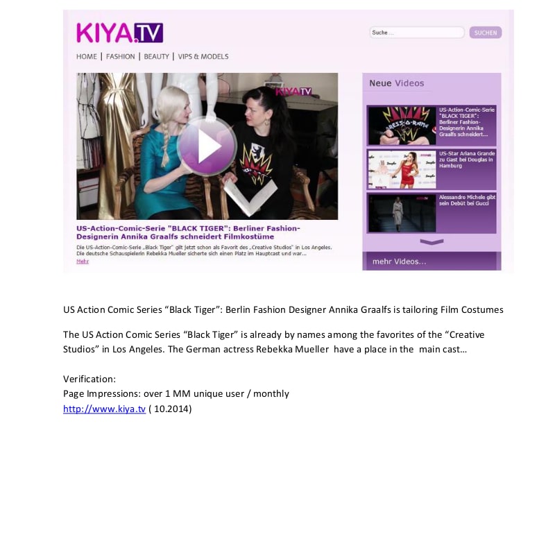 Kiya TV: Actress and Producer Rebekka Mueller on Black Tiger